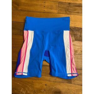 Fabletics Trinity High-Waisted Run Short 7 inch blue pink motion 365 active wear